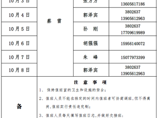 威廉希尔足球网（滨湖校区）后勤服务与管理处2017年中秋、国庆假期值班表