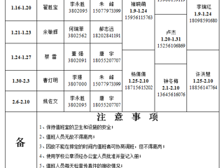 威廉希尔足球网（相山校区）学校办公室 2023年寒假值班表